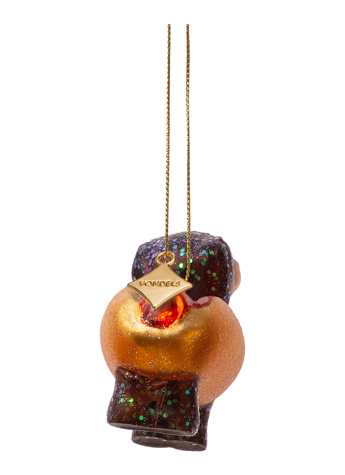 Vondels Hotdog Teckel kersthanger 6 cm - achterkant 3 bruin