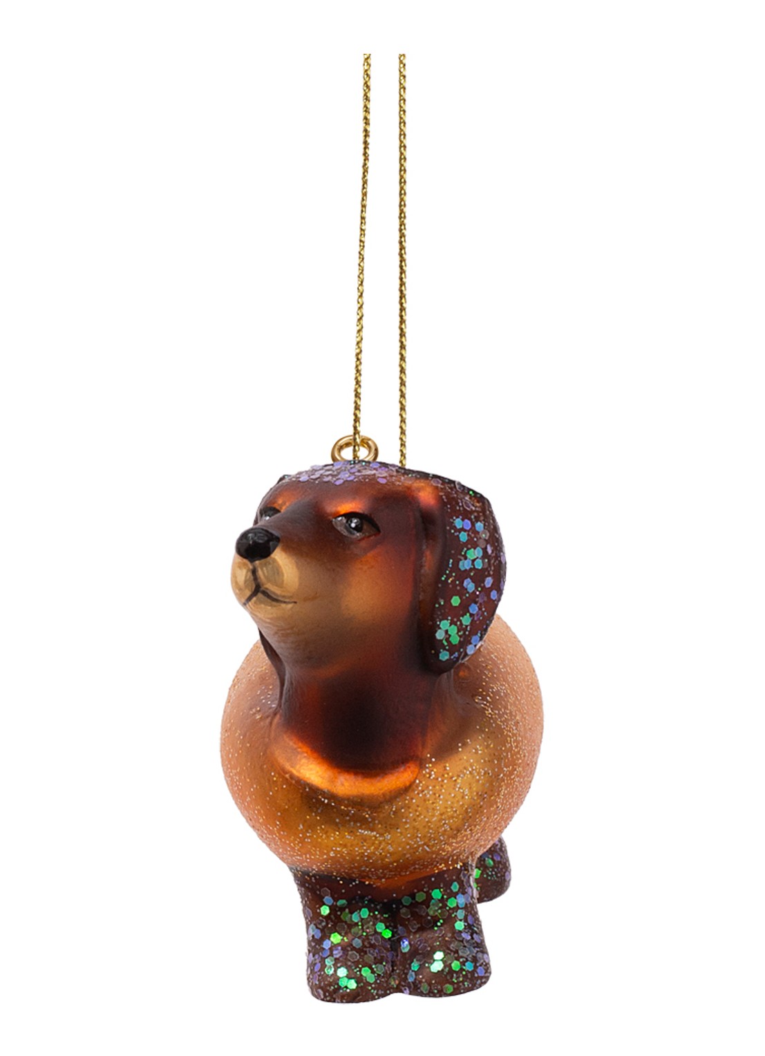Vondels Hotdog Teckel kersthanger 6 cm - voorkant 2 bruin