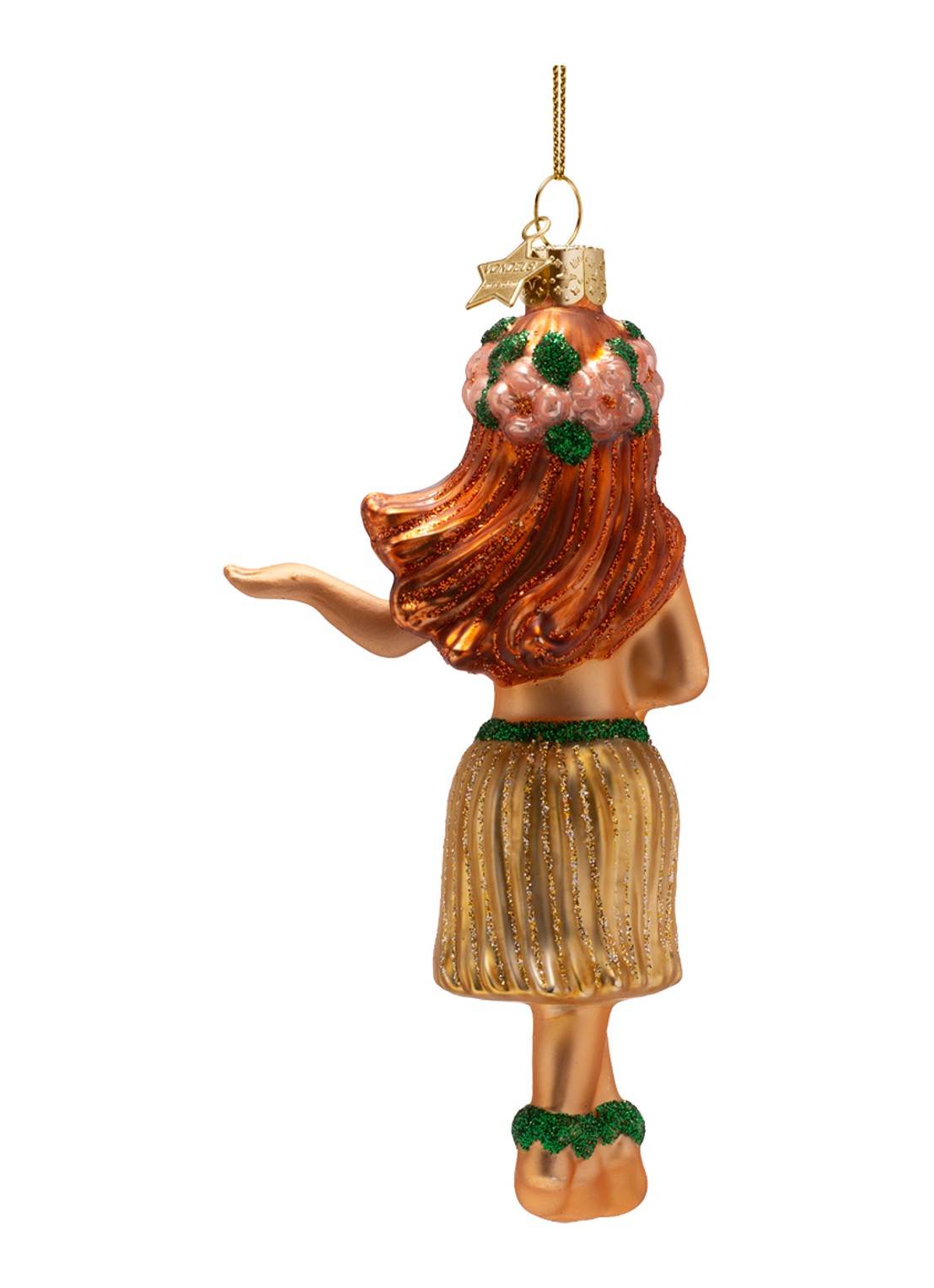 Vondels Hula meisje kersthanger 13,5 cm - achterkant 2 brons