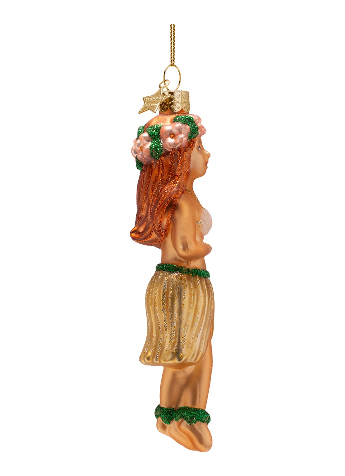 Vondels Hula meisje kersthanger 13,5 cm - detail brons