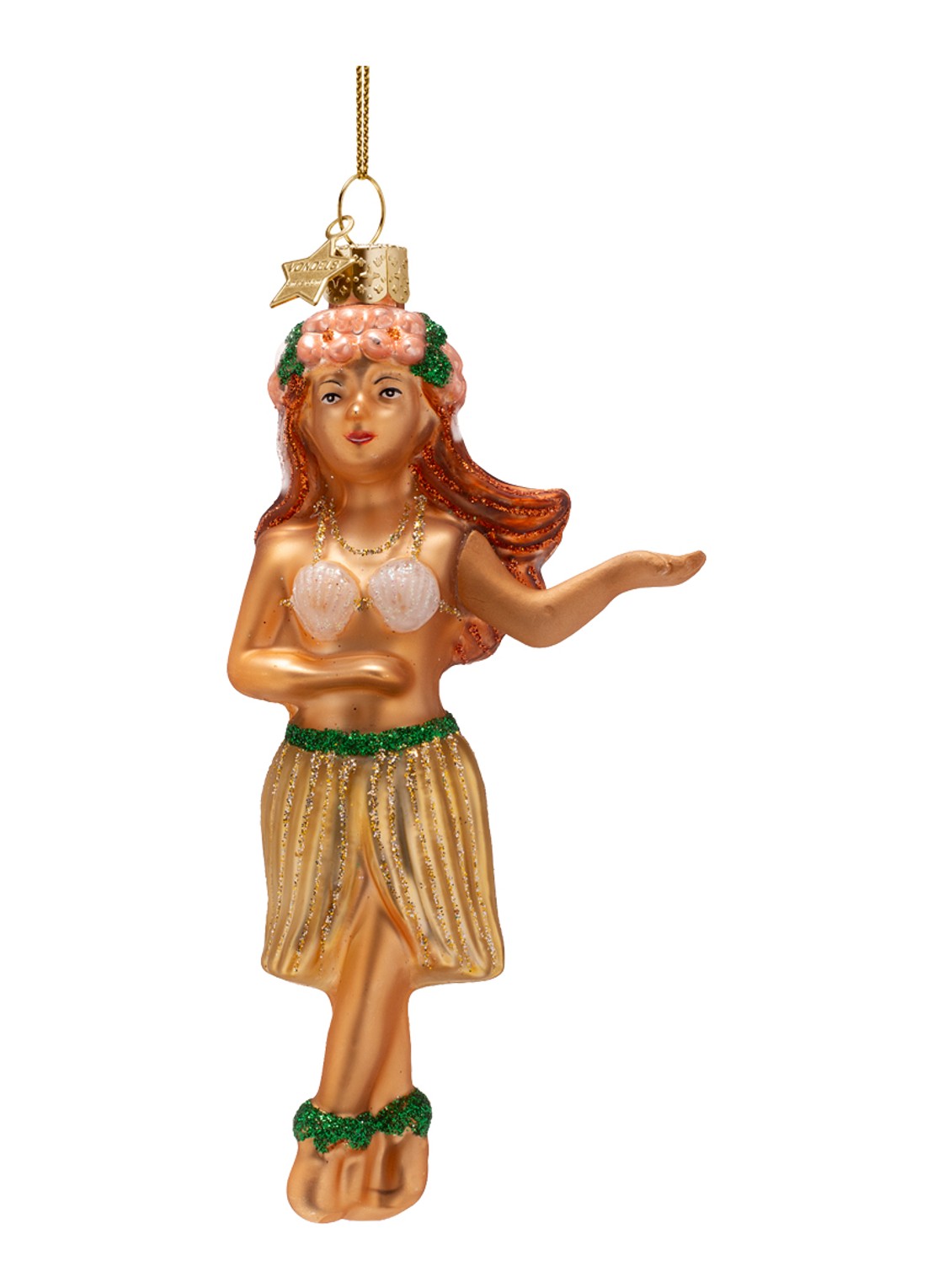 Vondels Hula meisje kersthanger 13,5 cm - voorkant 3 brons