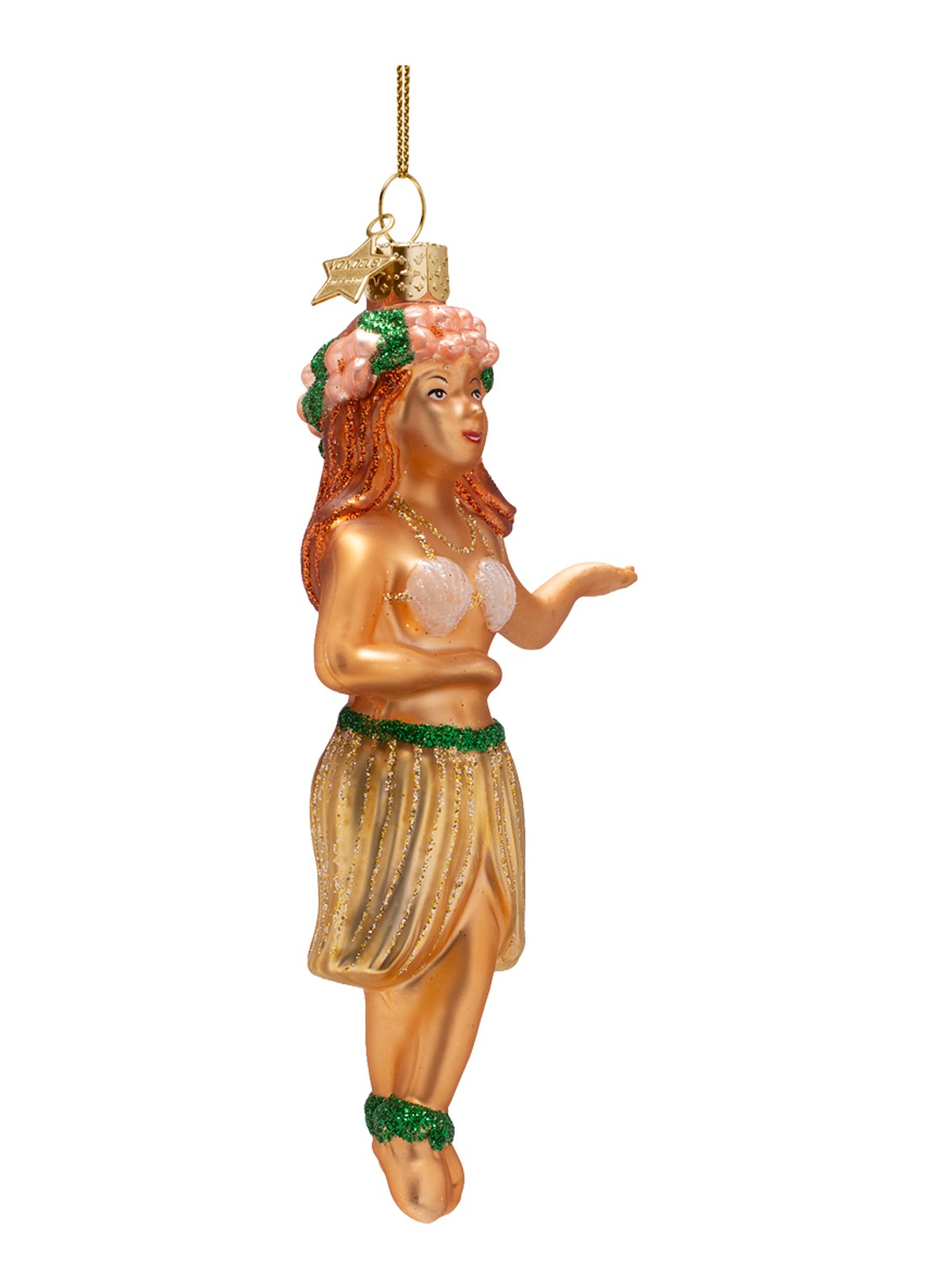 Vondels Hula meisje kersthanger 13,5 cm - voorkant 4 brons