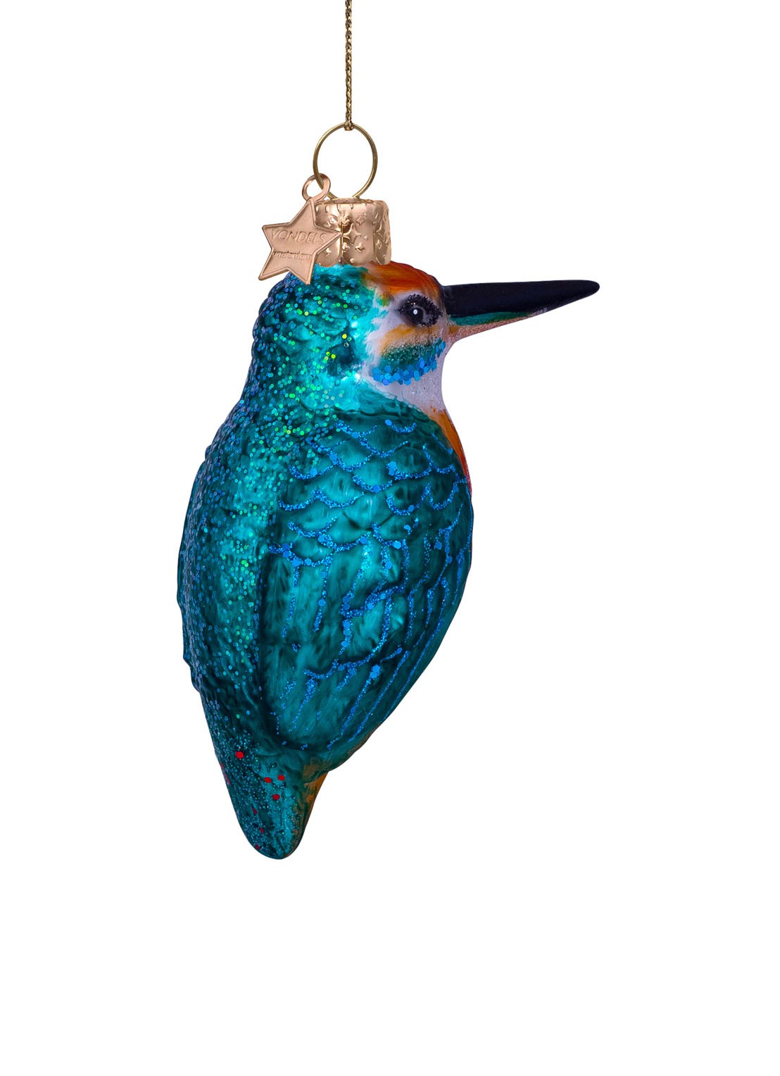 Vondels IJsvogel kersthanger 10 cm - voorkant multicolor