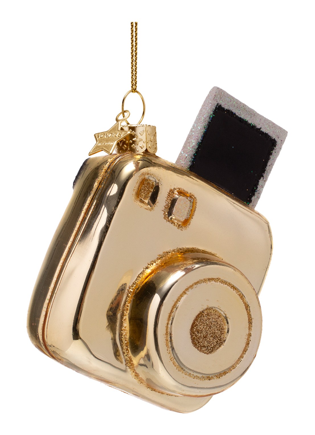 Vondels  Instant fotocamera kersthanger 9,5 cm - voorkant 2 goud