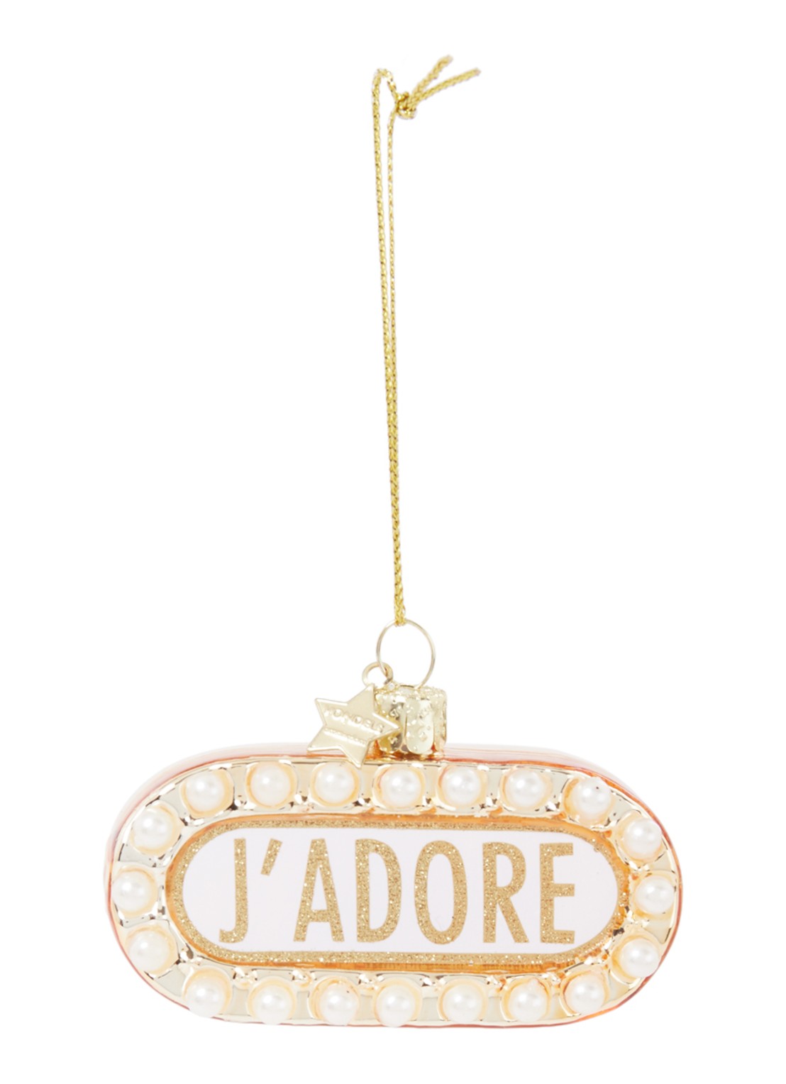 Vondels J'ADORE kersthanger 8,5 cm - voorkant goud