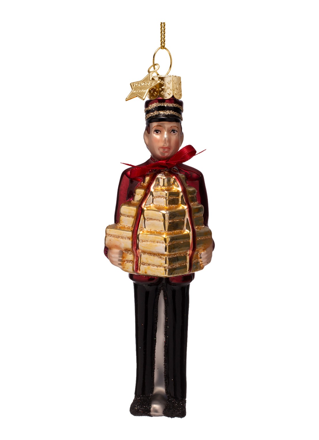Vondels Jongen met Cadeautjes 13,5 cm - voorkant 2 goud