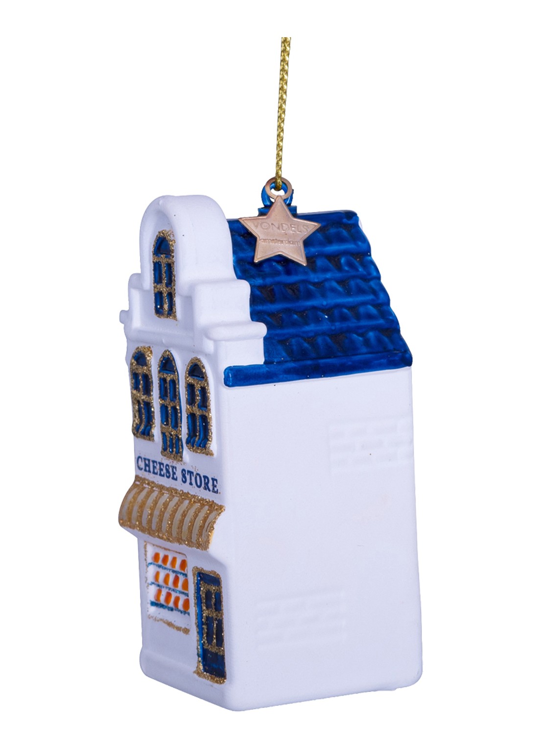 Vondels Kaaswinkel kersthanger 9,5 cm - voorkant 2 wit