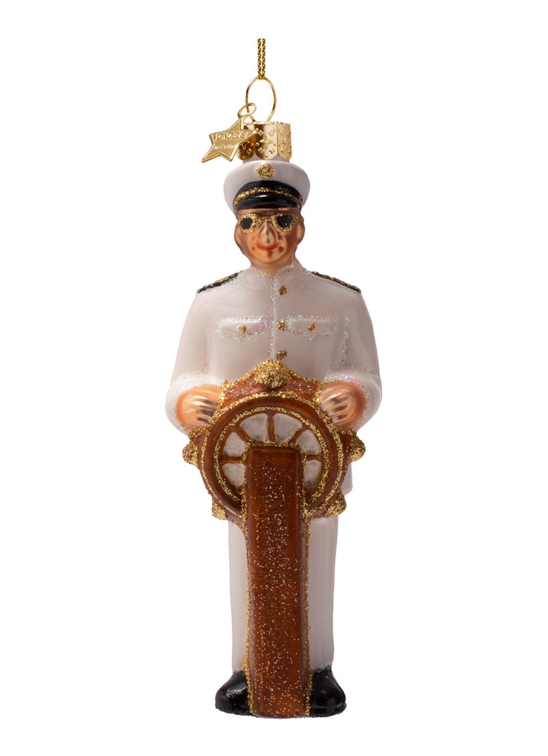 Vondels Kapitein kersthanger 13,5 cm - voorkant wit