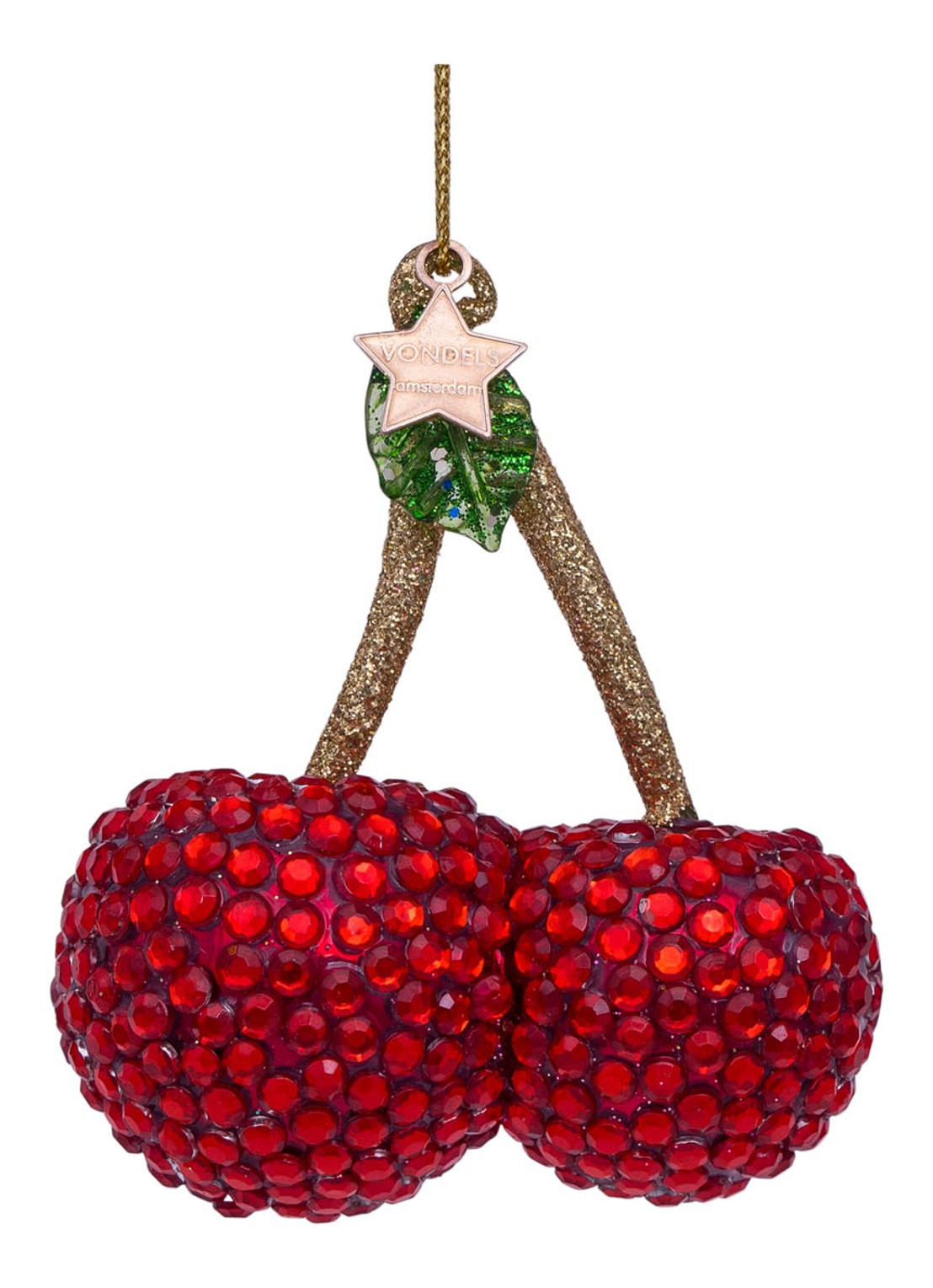 Vondels Kersen kersthanger 8 cm - voorkant rood