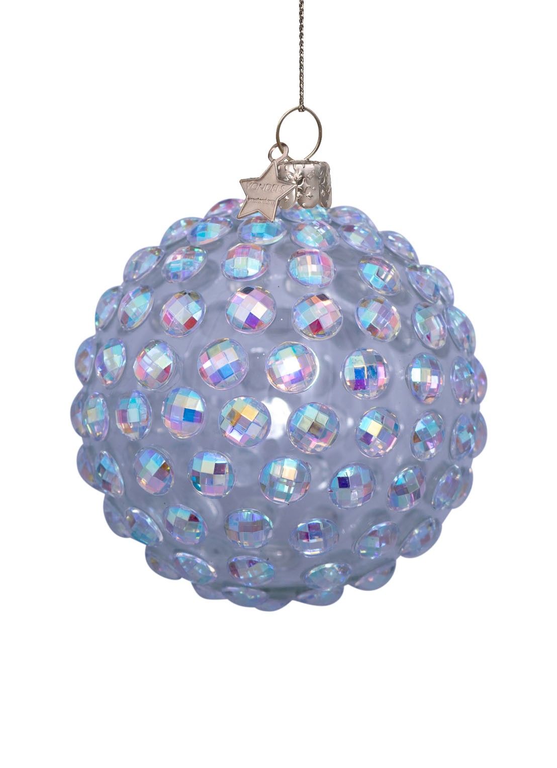 Vondels Kerstbal met glitter 8 cm - detail 3 multicolor