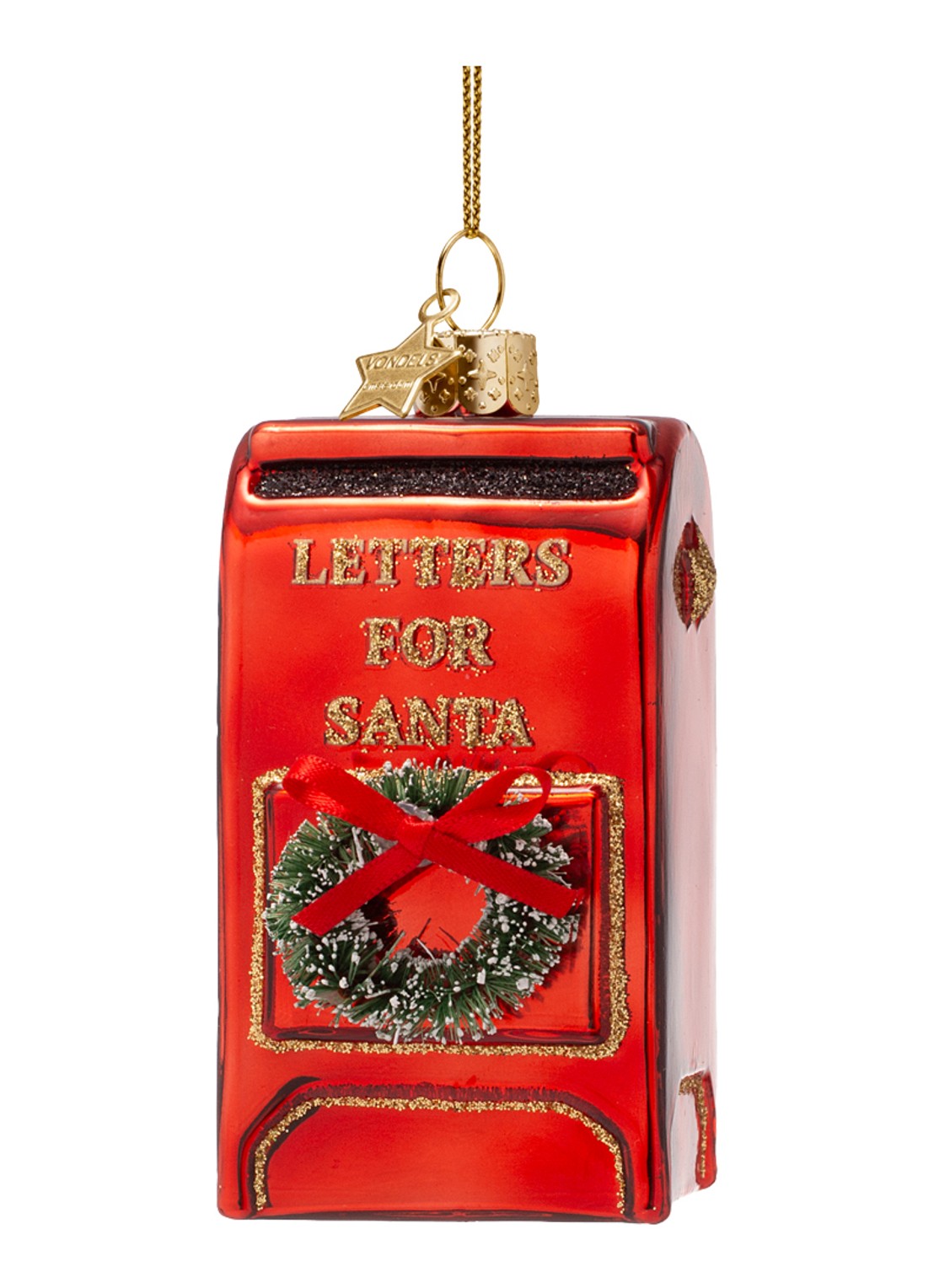 Vondels Kerstman's Postbus kersthanger 8 cm - voorkant 2 rood