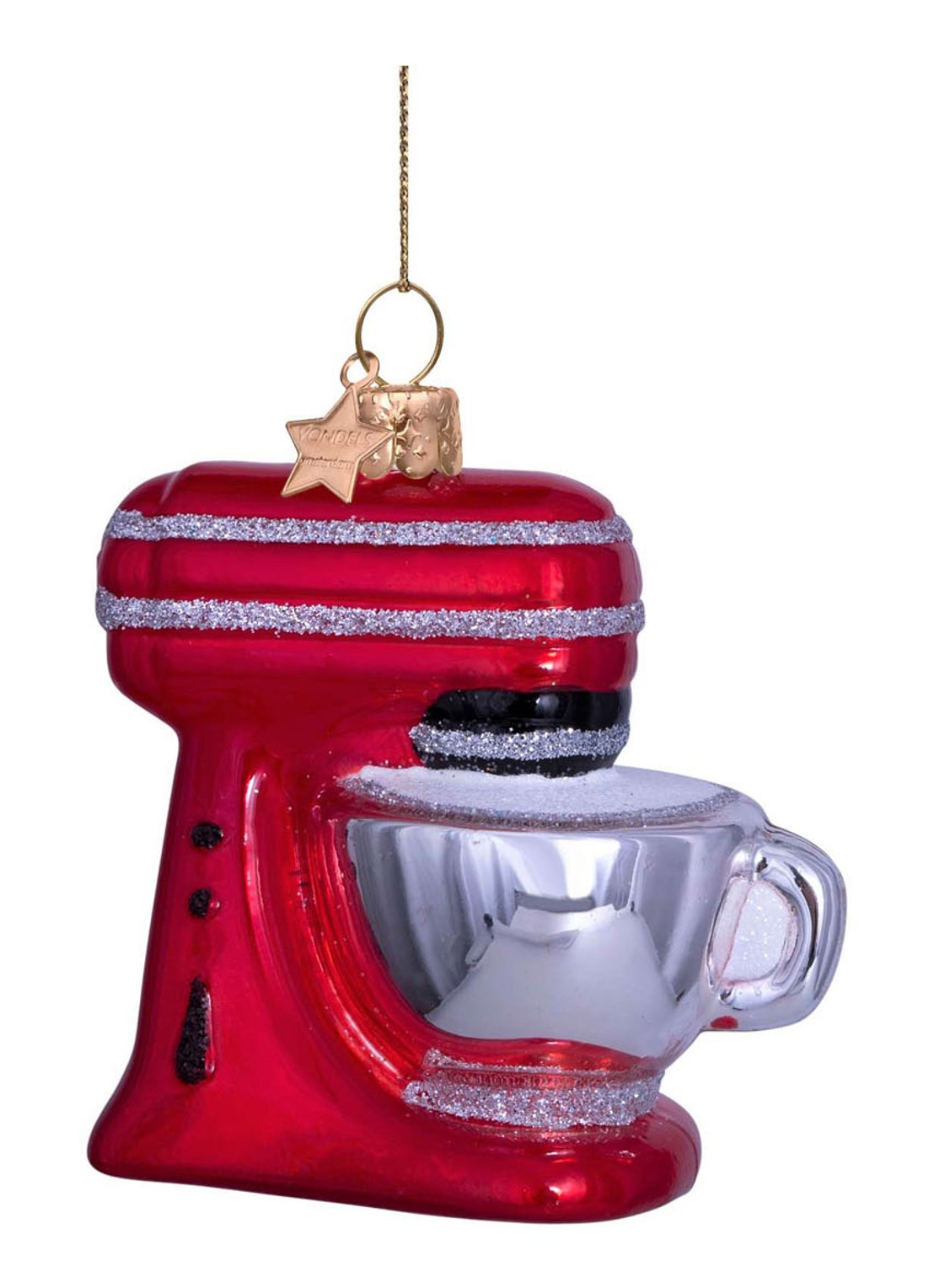 Vondels Keukenmachine kersthanger 7,5 cm - voorkant 5 rood