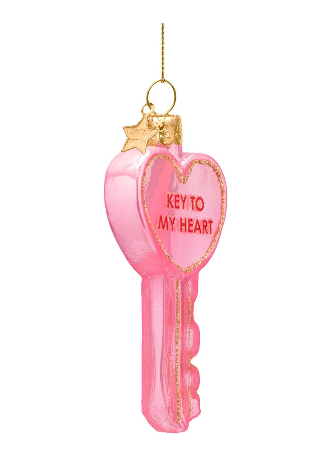 Vondels Key to my Heart kersthanger 9 cm - detail 3 roze