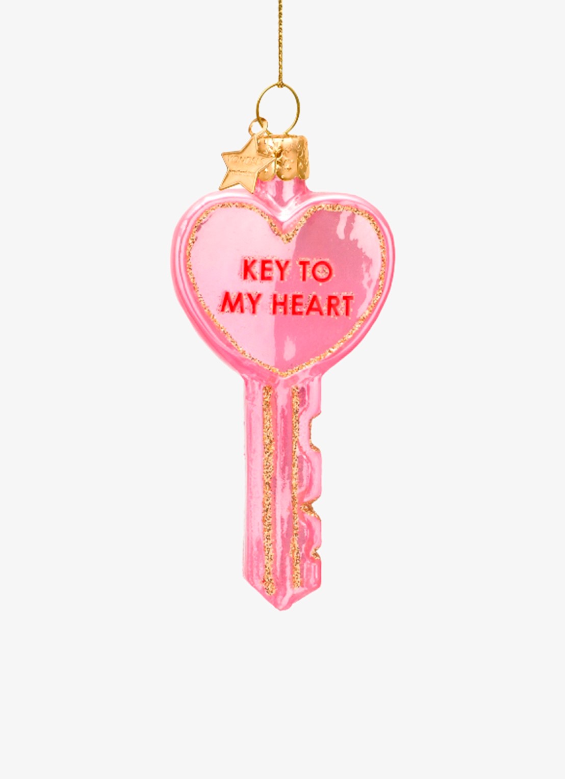 Vondels Key to my Heart kersthanger 9 cm - voorkant roze