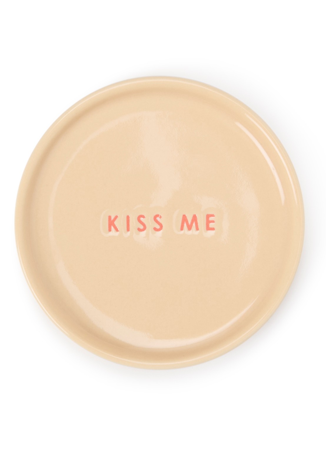 Vondels Kiss Me petit four bordje 8,5 cm - voorkant camel