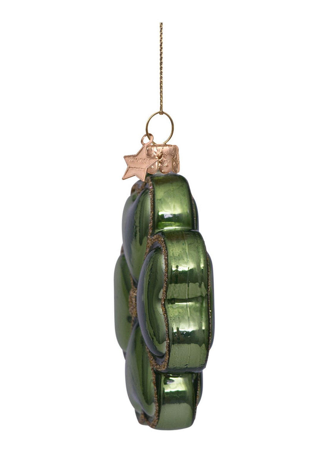 Vondels Klaver kersthanger 8 cm - detail 3 groen