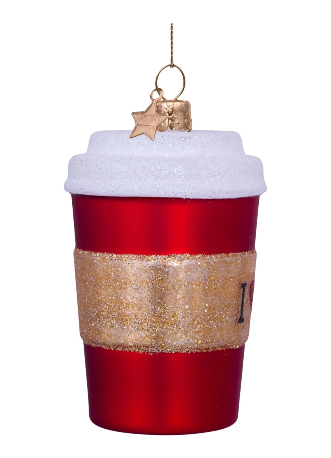 Vondels Koffiebeker kersthanger 9 cm - achterkant 5 rood