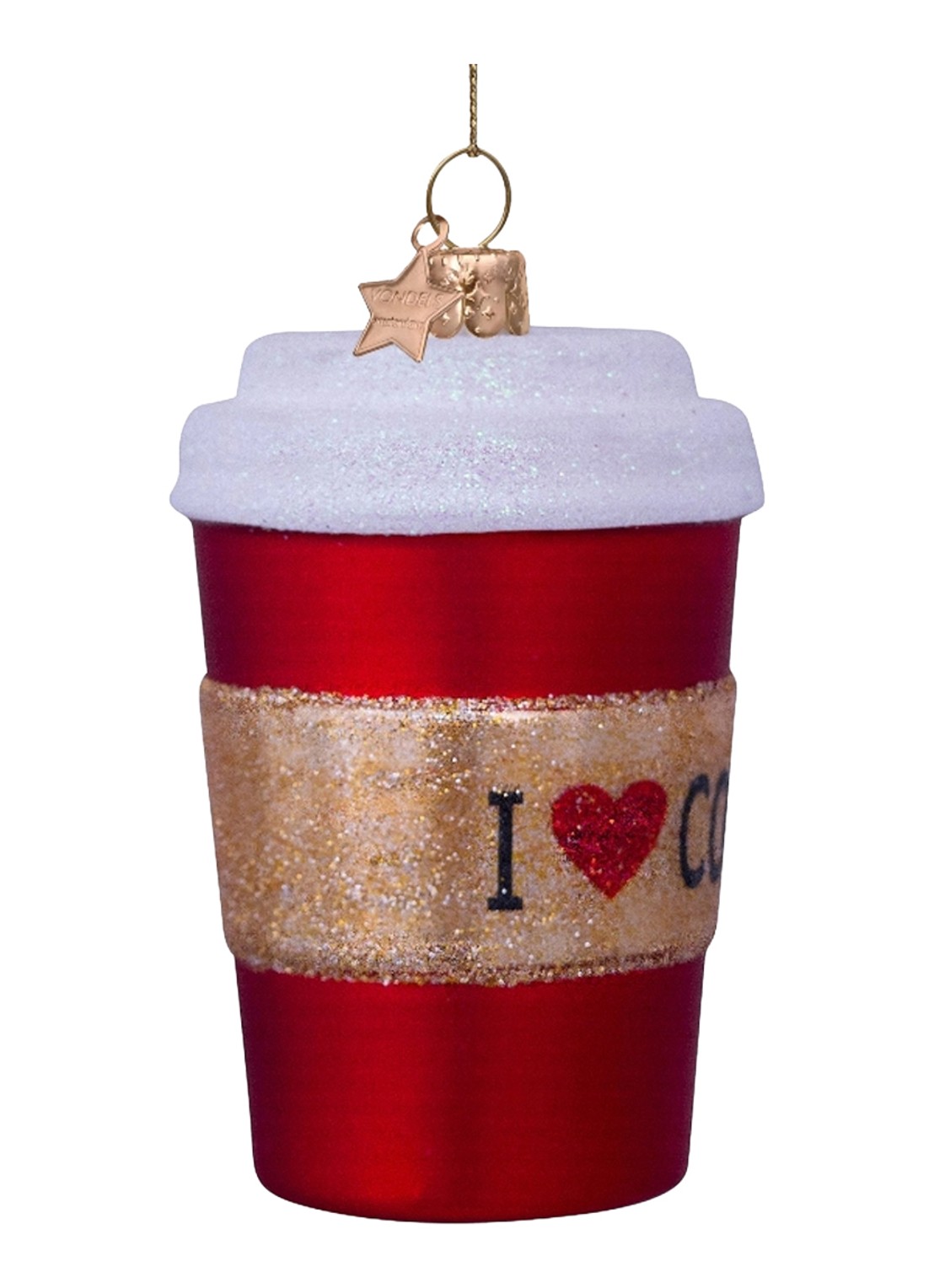 Vondels Koffiebeker kersthanger 9 cm - detail 3 rood
