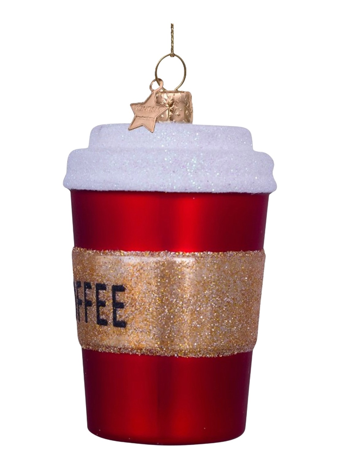 Vondels Koffiebeker kersthanger 9 cm - detail 4 rood