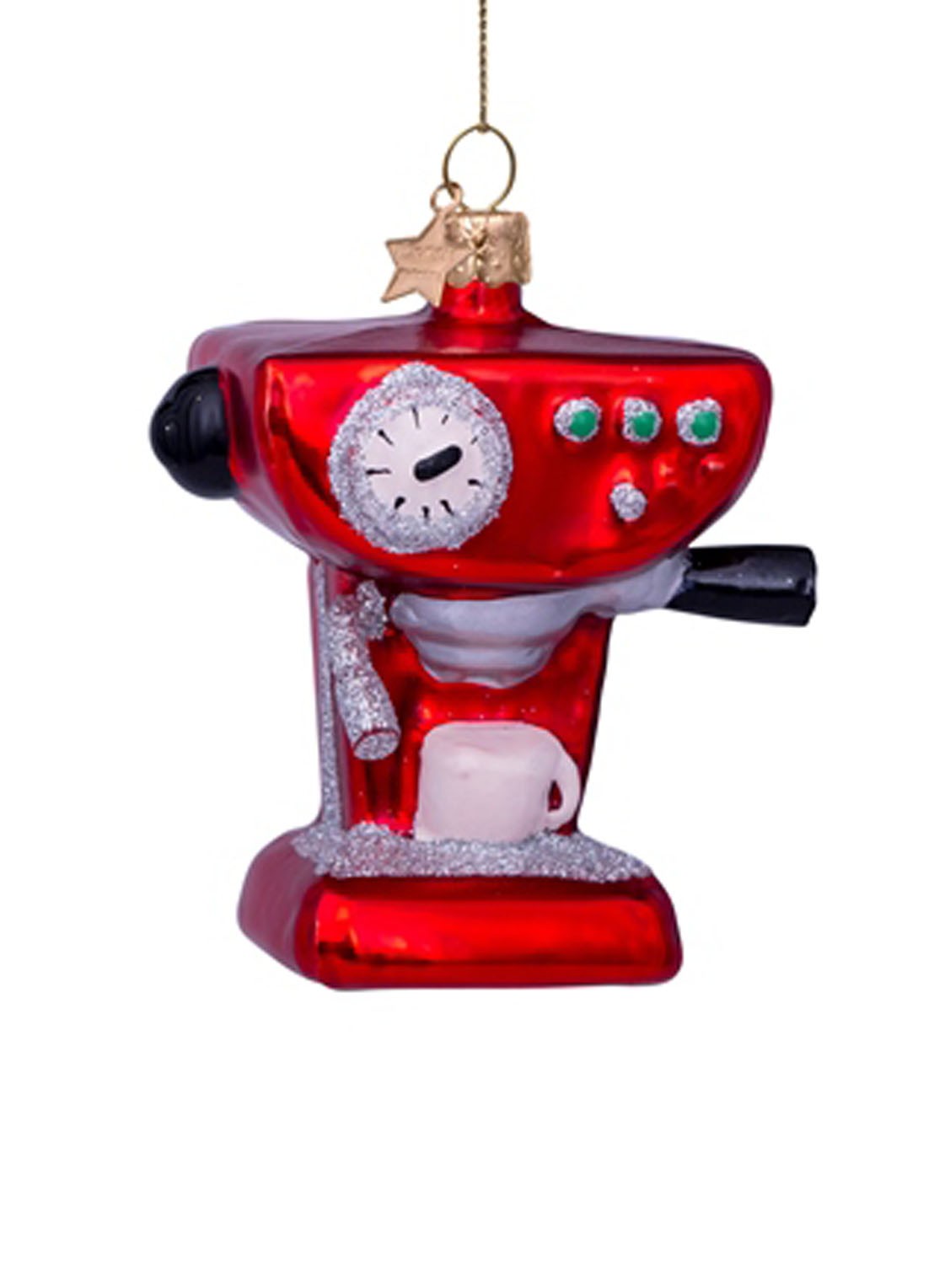 Vondels Koffiemachine kersthanger 9 cm - voorkant 2 rood