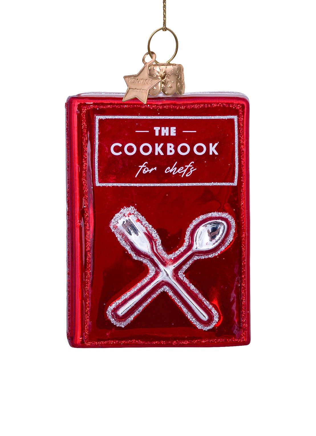 Vondels Kookboek kersthanger 9 cm - voorkant rood