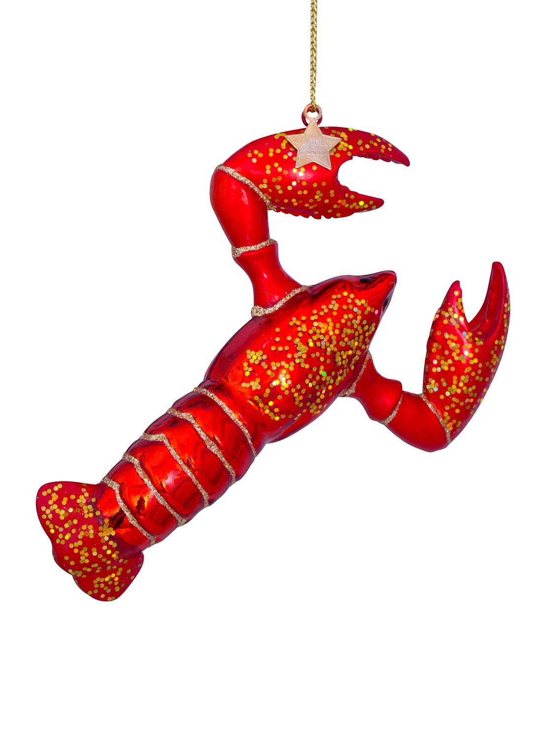 Vondels Kreeft kersthanger 13,5 cm - voorkant rood