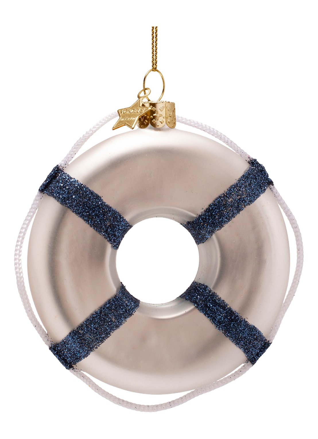 Vondels Lifebuoy Skinny Dipping kersthanger 9,5 cm - achterkant 3 wit