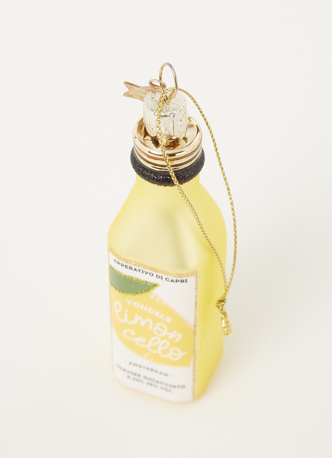 Vondels Limoncello Bottle kersthanger 10,5 cm - detail geel