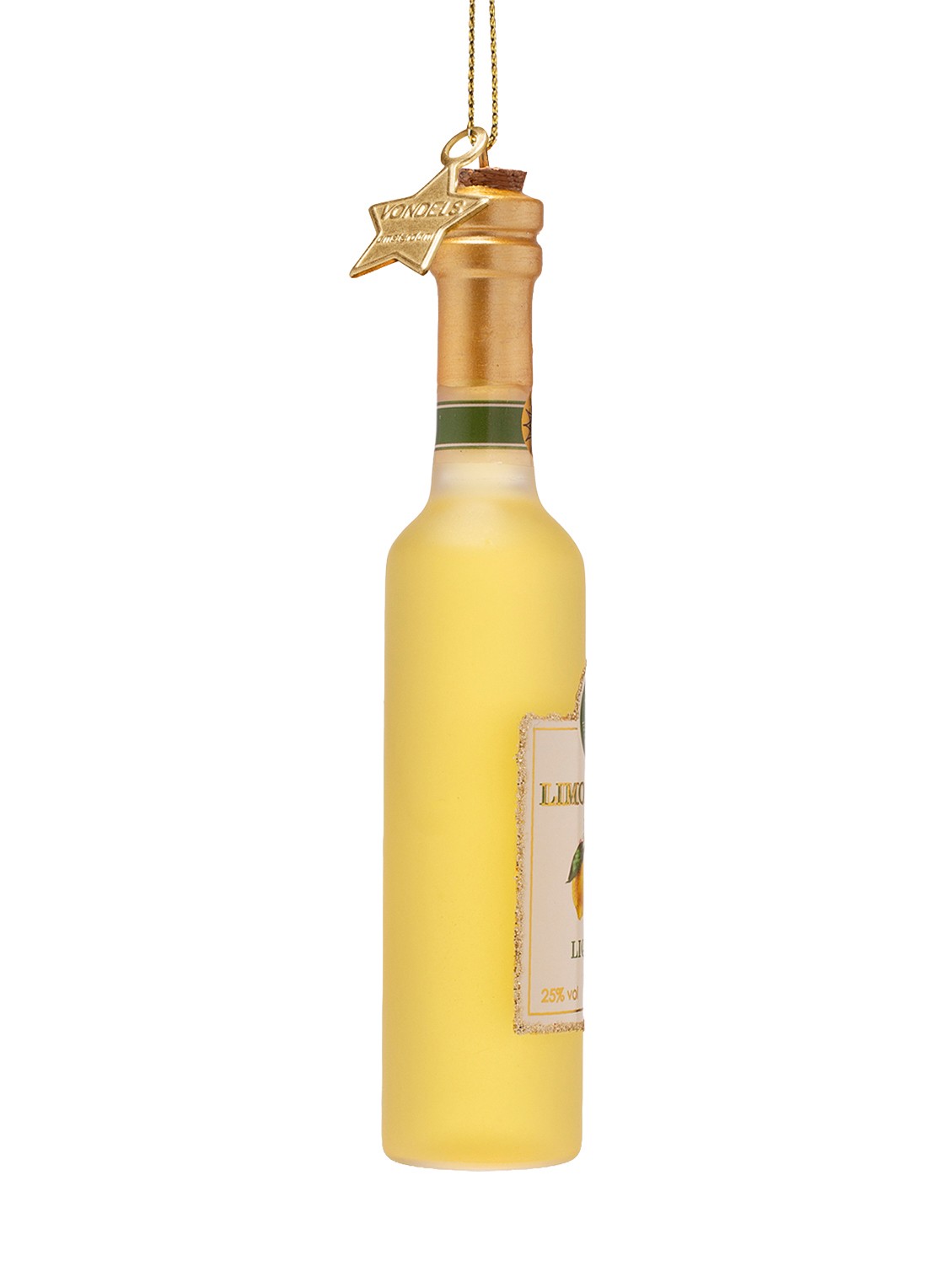 Vondels Limoncello fles kersthanger 13 cm - achterkant 2 goud