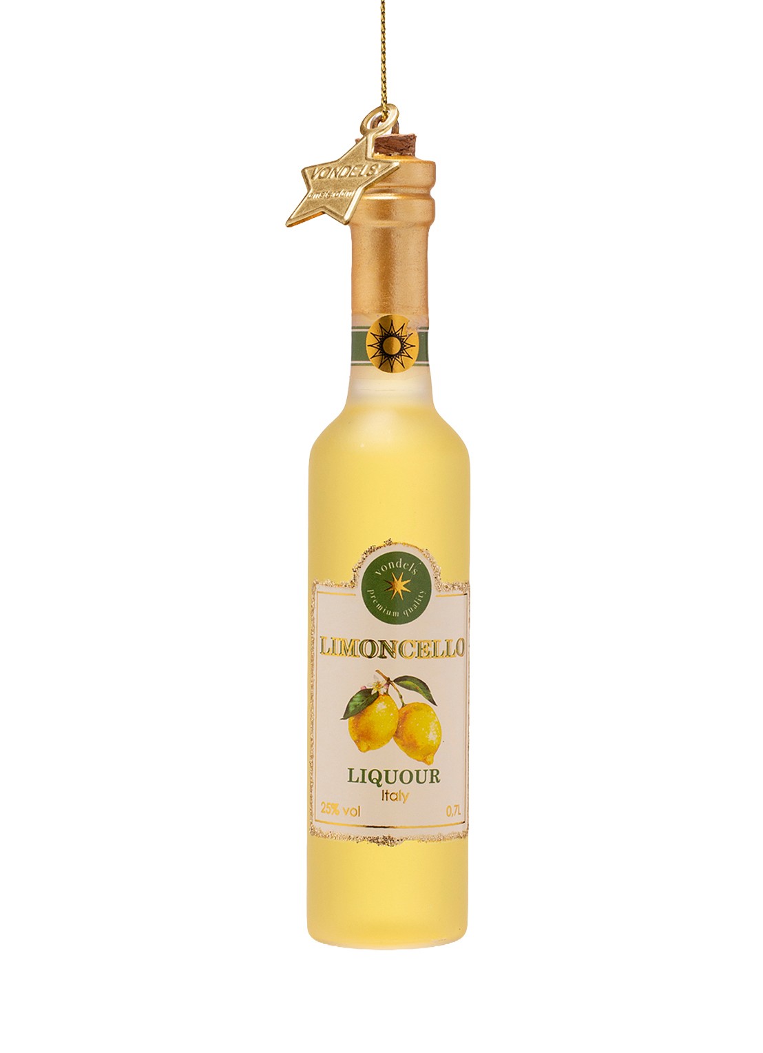 Vondels Limoncello fles kersthanger 13 cm - voorkant 3 goud