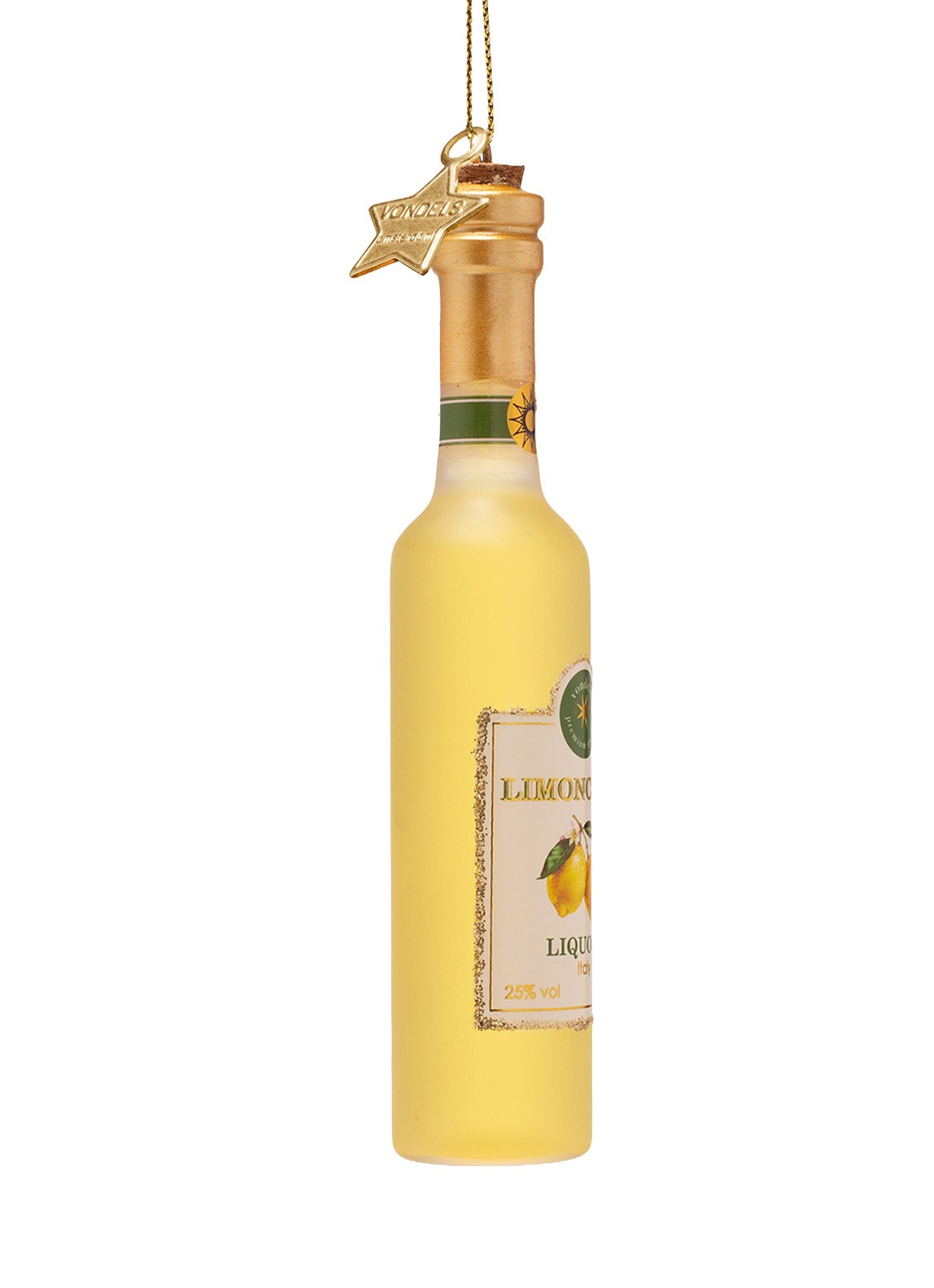 Vondels Limoncello fles kersthanger 13 cm - voorkant 4 goud