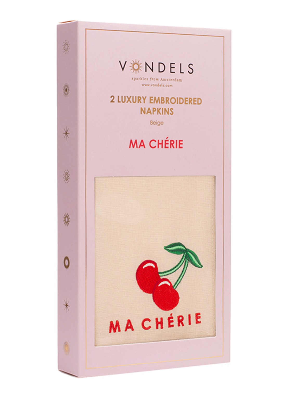 Vondels Ma Cherie servetten 45 x 45 cm set van 2 - detail 3 beige