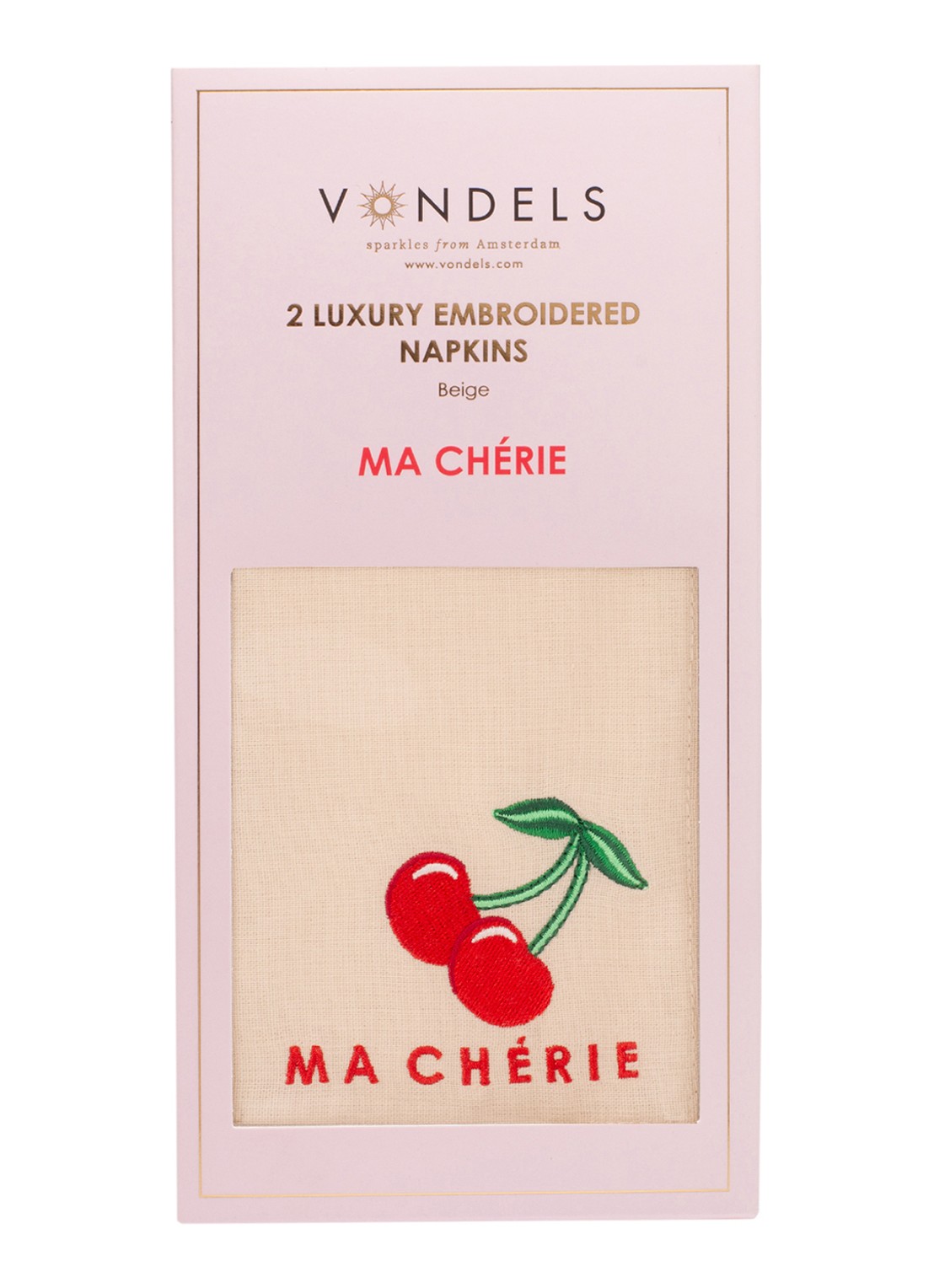 Vondels Ma Cherie servetten 45 x 45 cm set van 2 - detail 4 beige