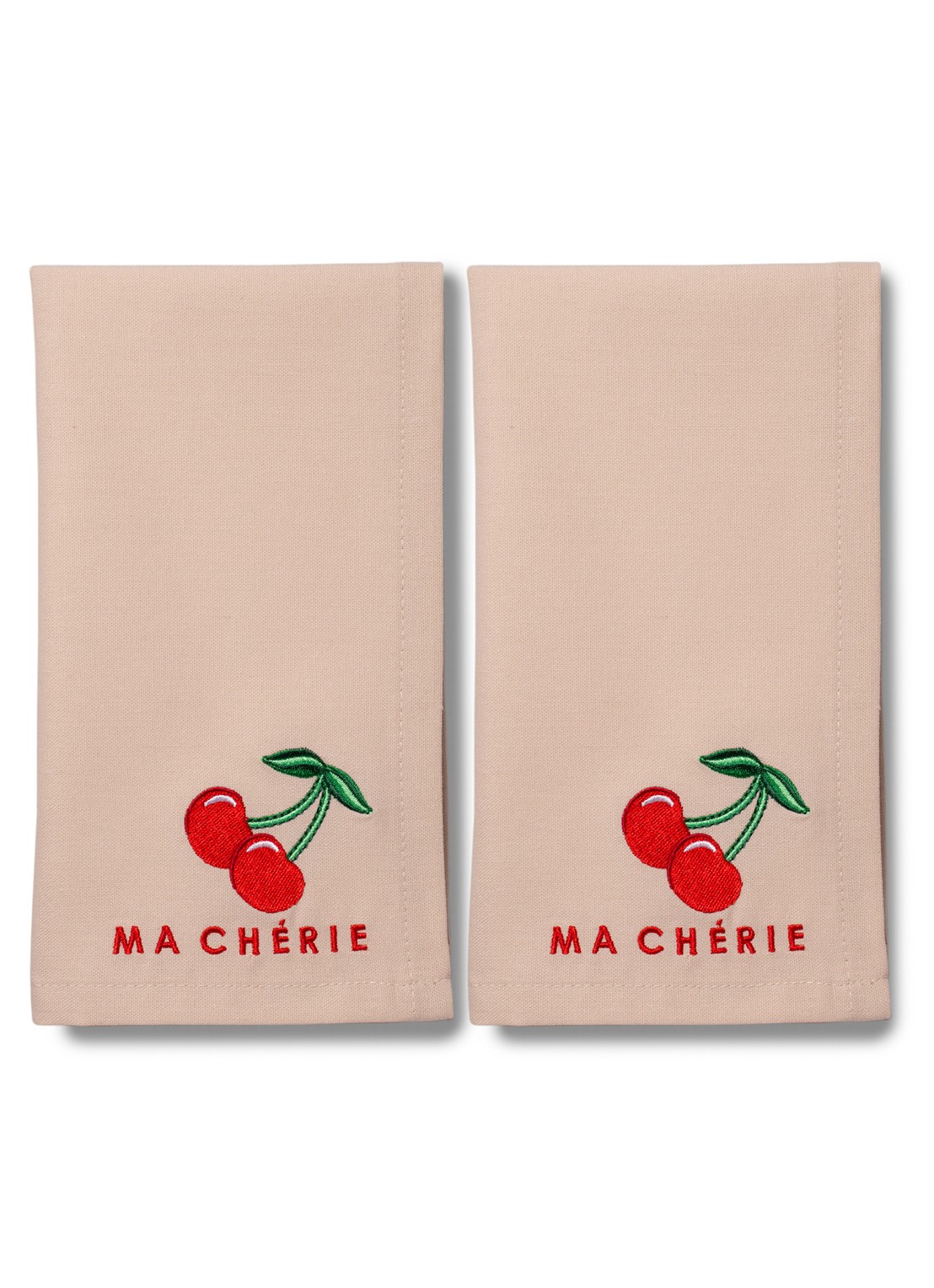 Vondels Ma Cherie servetten 45 x 45 cm set van 2 - voorkant beige
