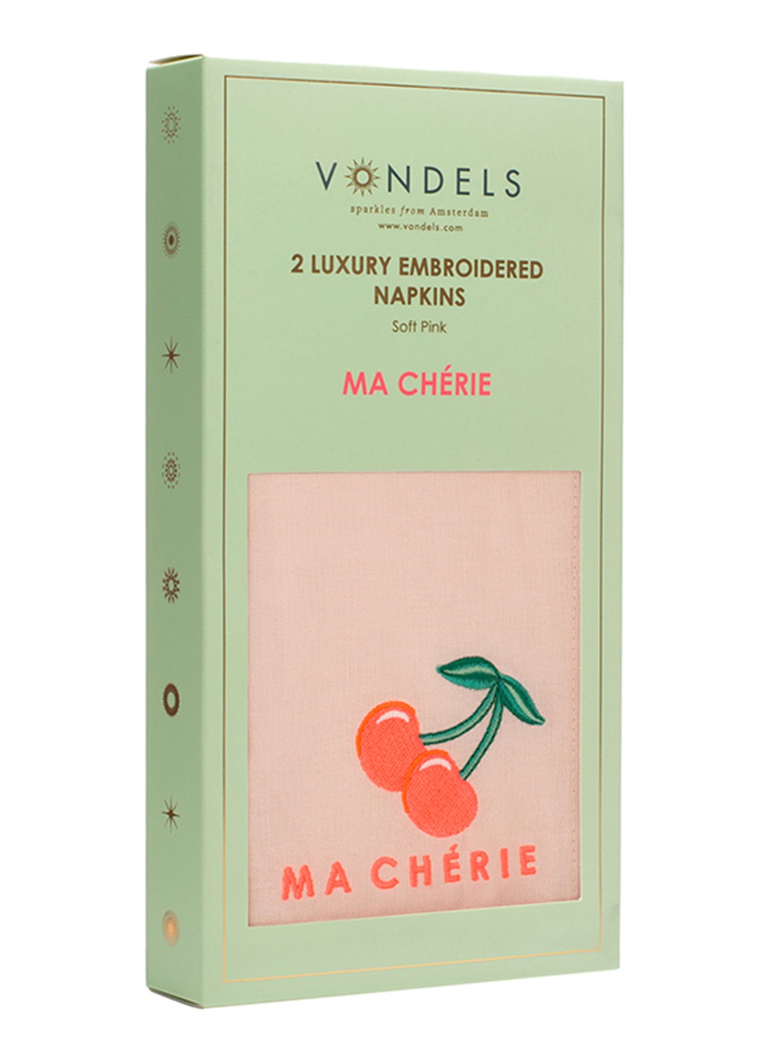 Vondels Ma Cherie servetten 45 x 45 cm set van 2 - detail roze