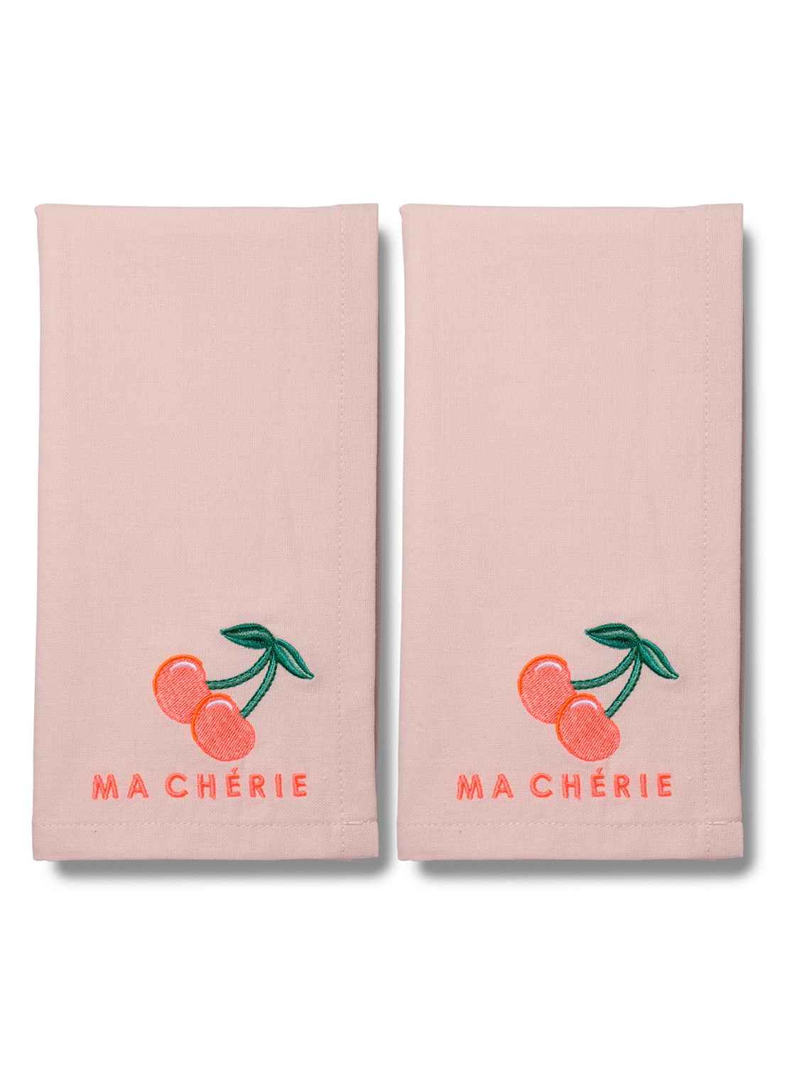 Vondels Ma Cherie servetten 45 x 45 cm set van 2 - voorkant 3 roze