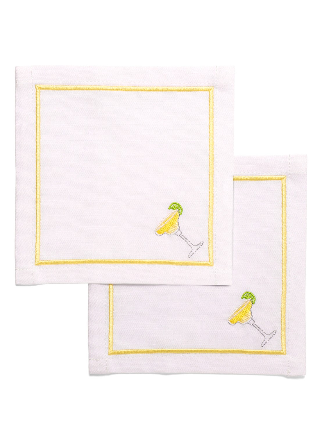 Vondels Margarita servetten 14 x 14 cm set van 2 - voorkant gebroken wit