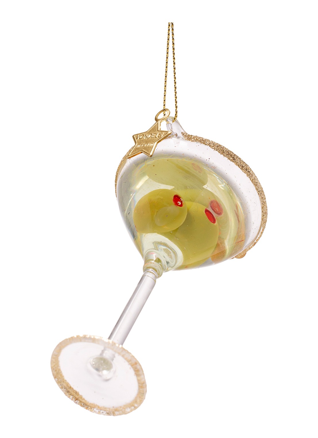 Vondels Martini Cocktail kersthanger 6 cm - achterkant 2 goud