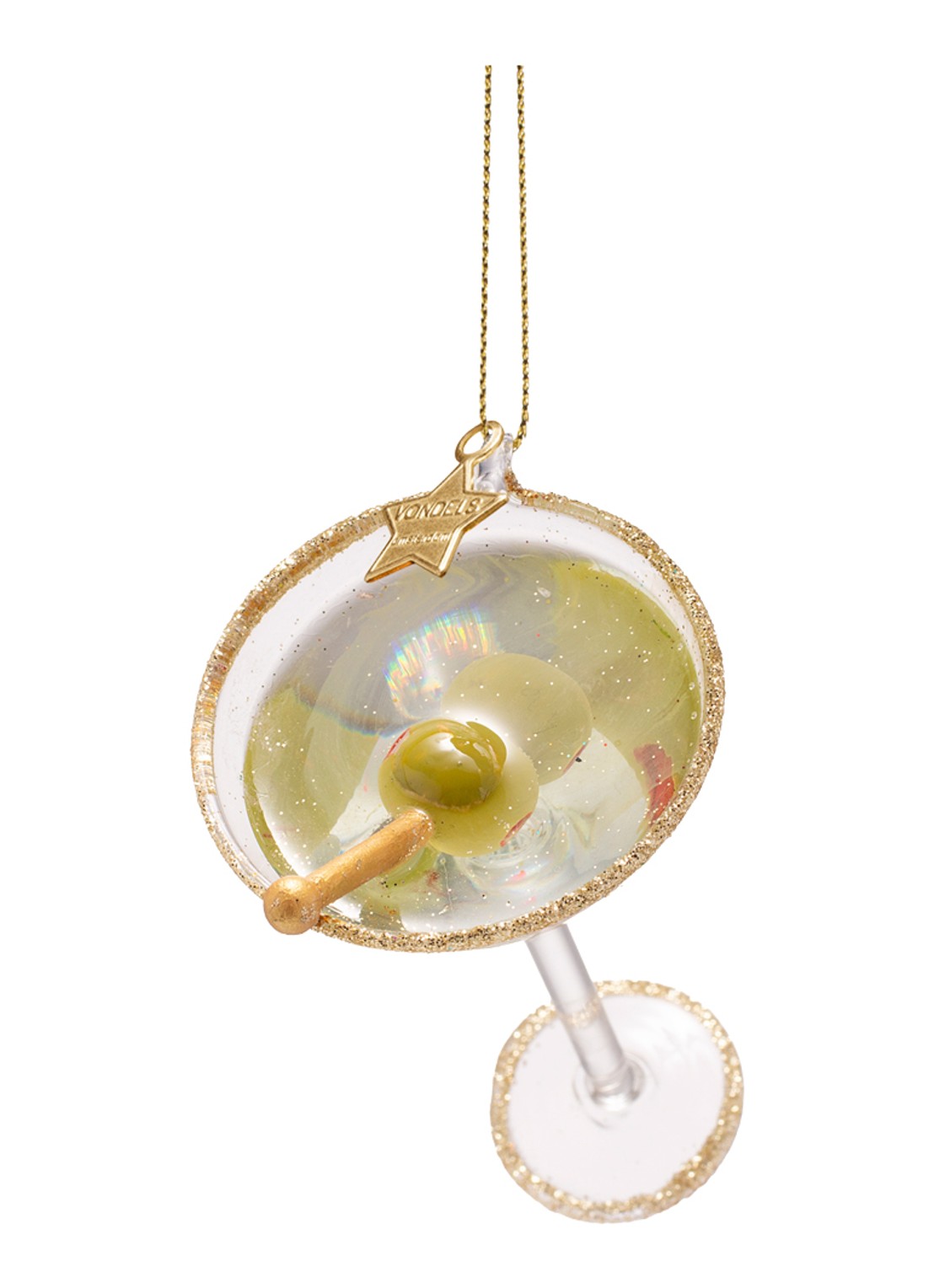 Vondels Martini Cocktail kersthanger 6 cm - detail goud