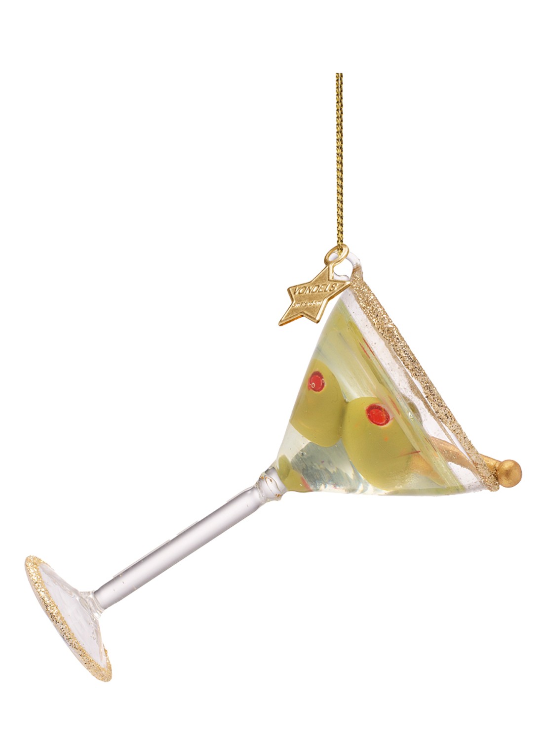 Vondels Martini Cocktail kersthanger 6 cm - voorkant 3 goud
