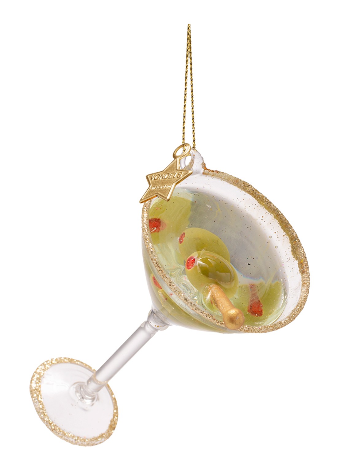 Vondels Martini Cocktail kersthanger 6 cm - voorkant 4 goud