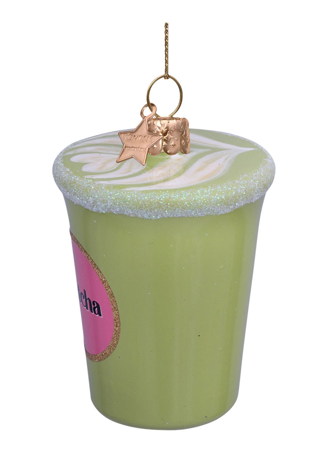 Vondels Matcha Latte kersthanger 8 cm - detail groen