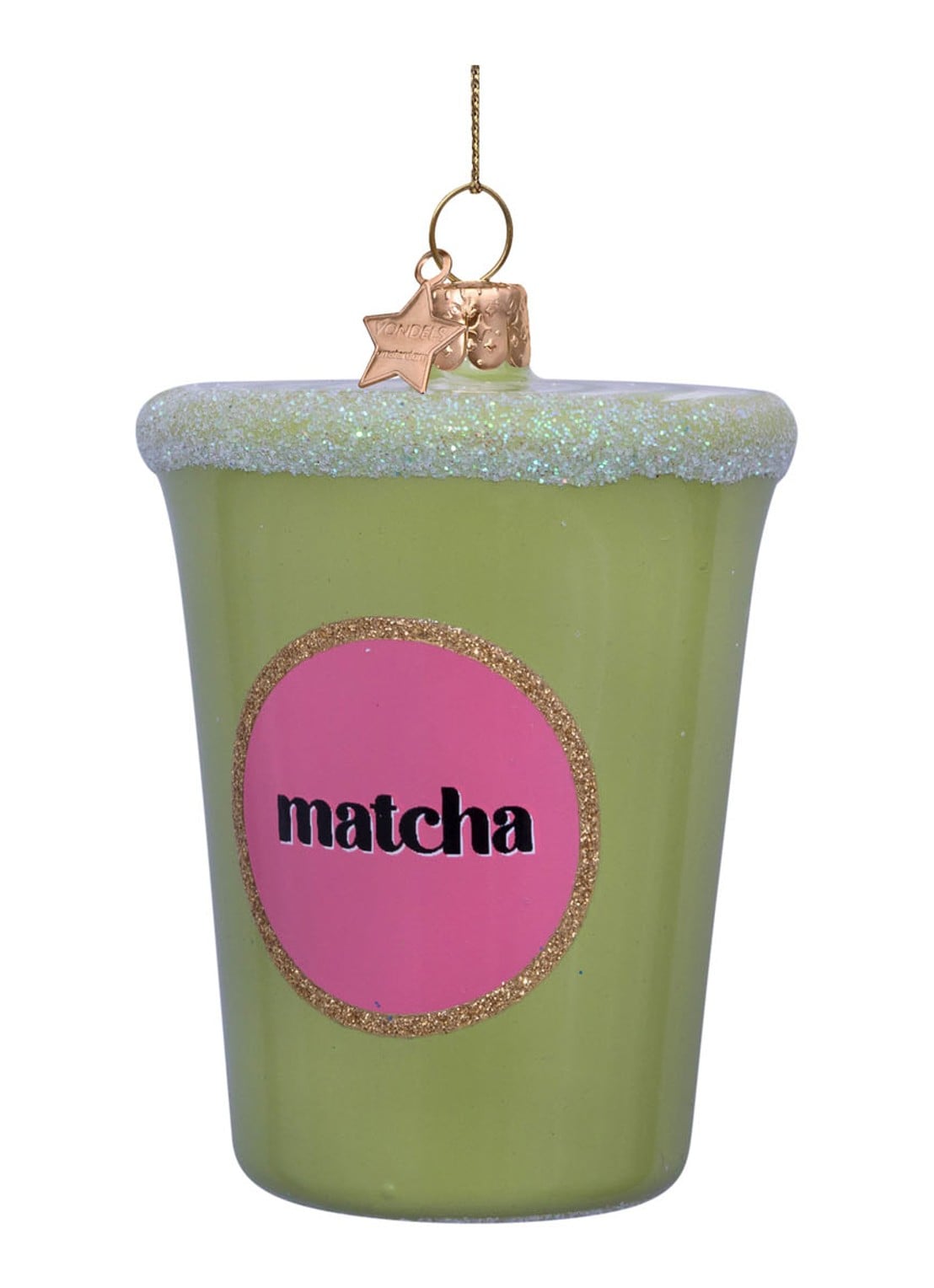 Vondels Matcha Latte kersthanger 8 cm - detail 2 groen