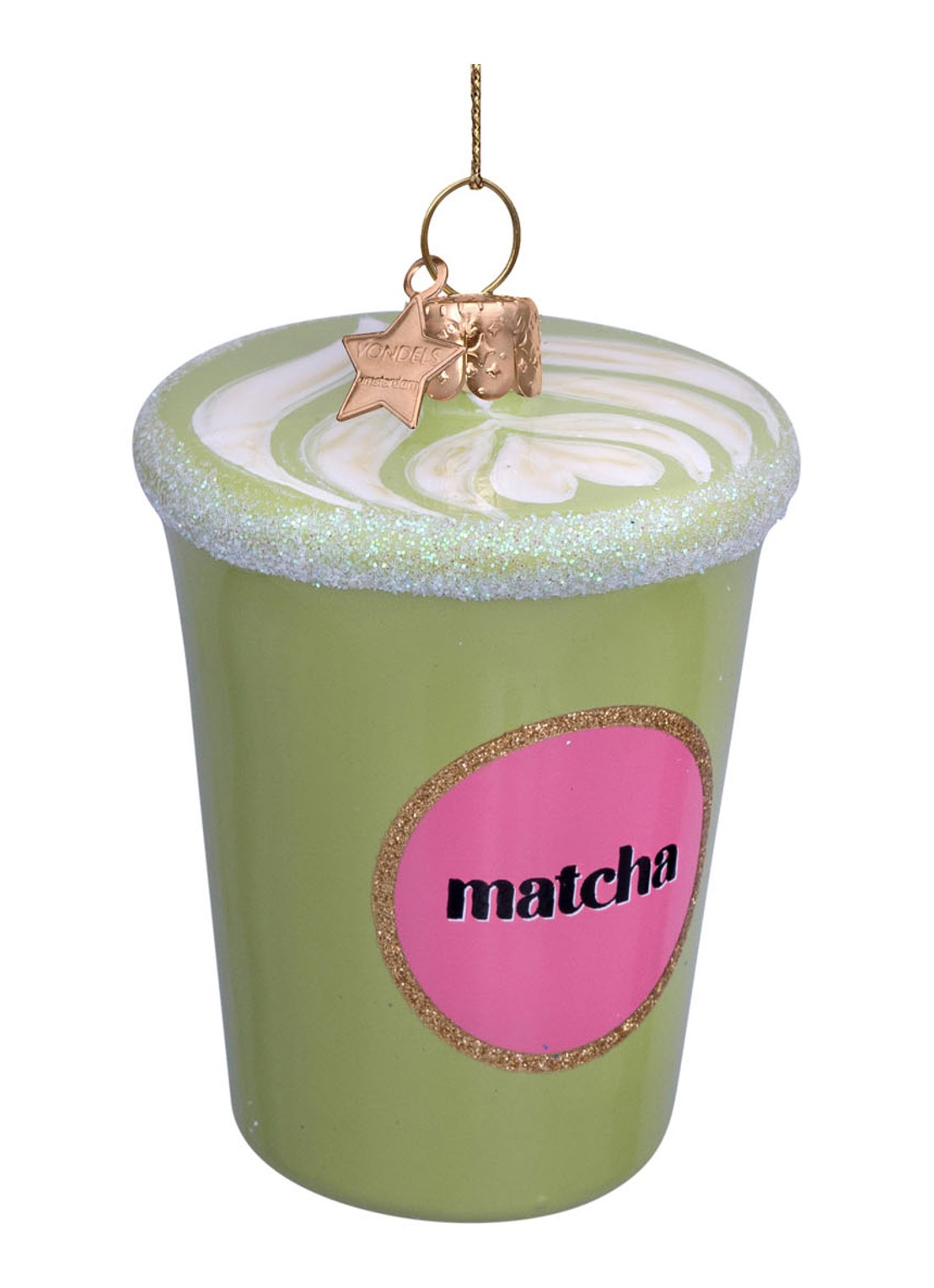 Vondels Matcha Latte kersthanger 8 cm - detail 4 groen