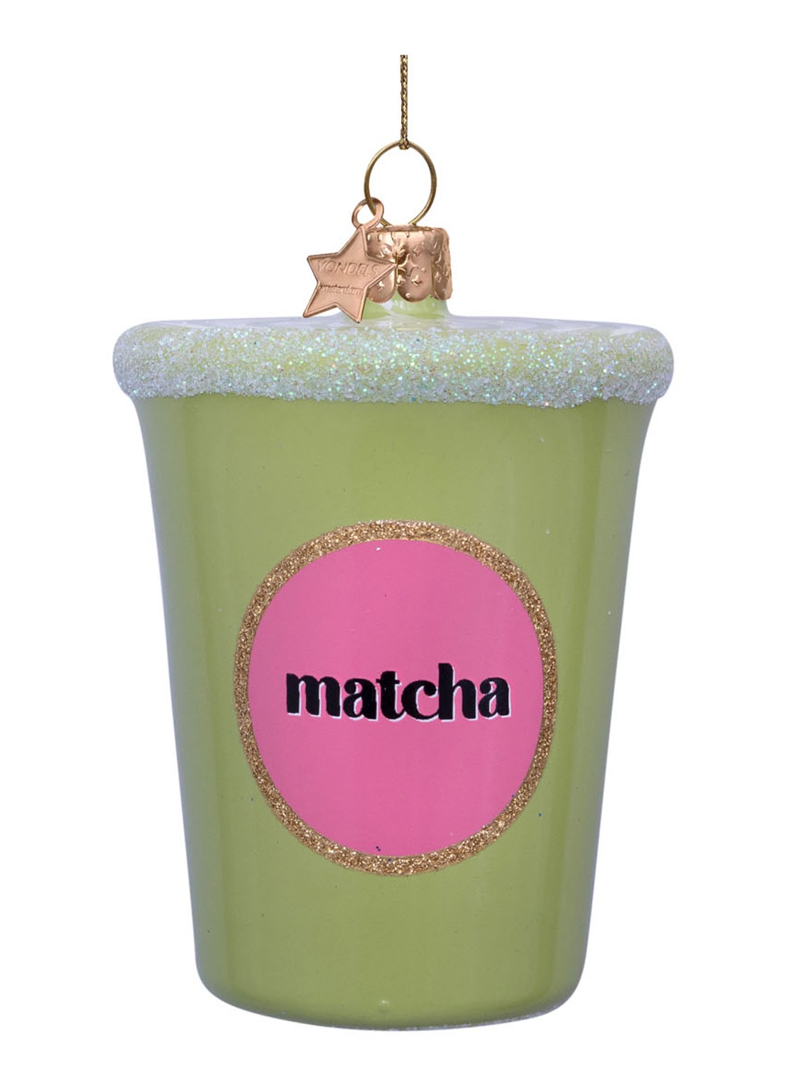 Vondels Matcha Latte kersthanger 8 cm - voorkant 5 groen