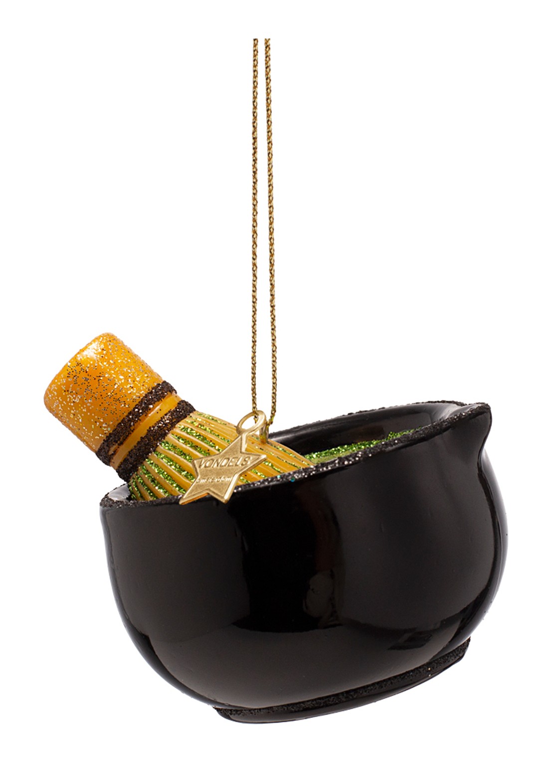 Vondels Matcha Thee Set kersthanger 6 cm - achterkant 2 zwart