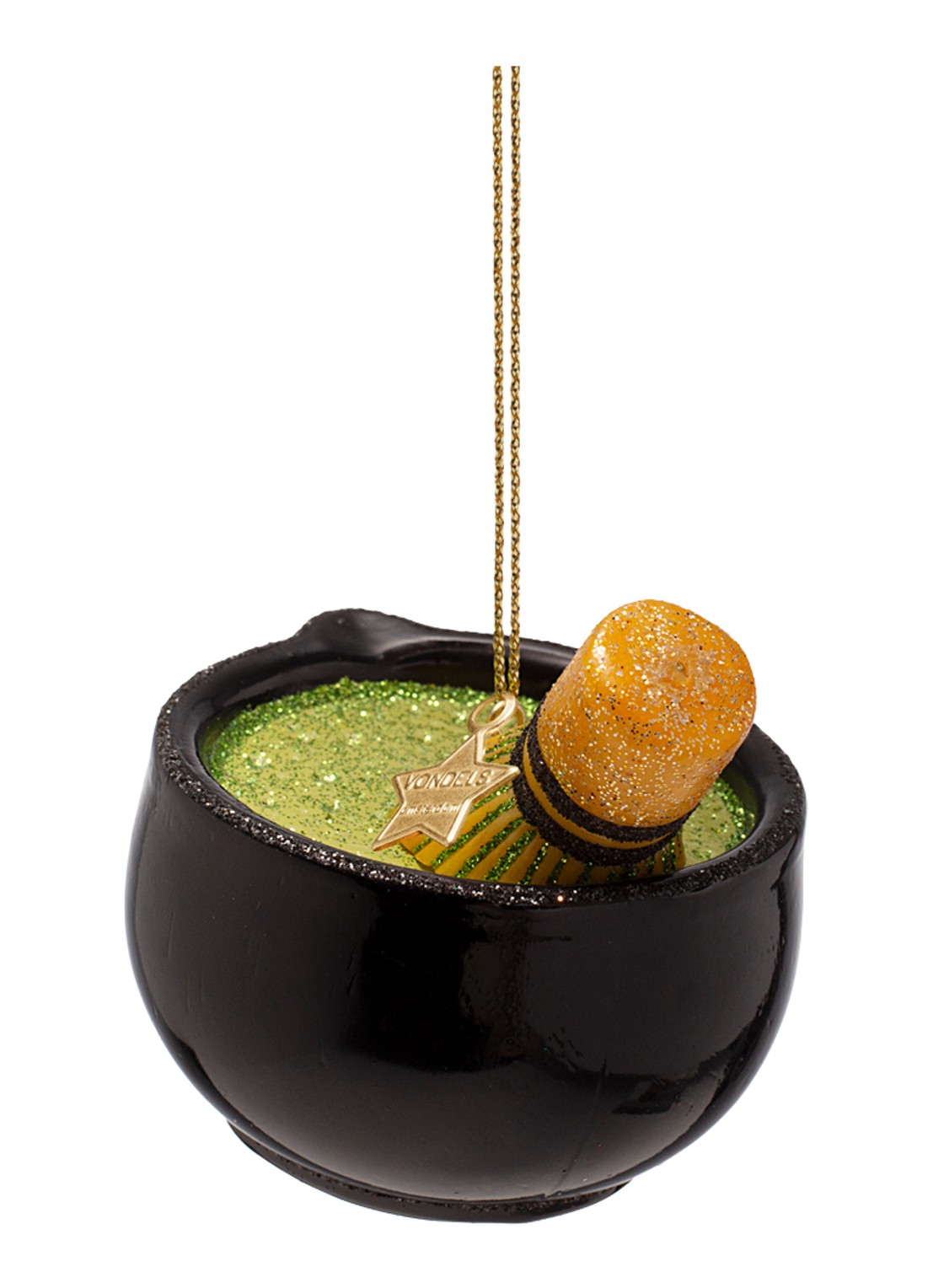 Vondels Matcha Thee Set kersthanger 6 cm - voorkant 4 zwart
