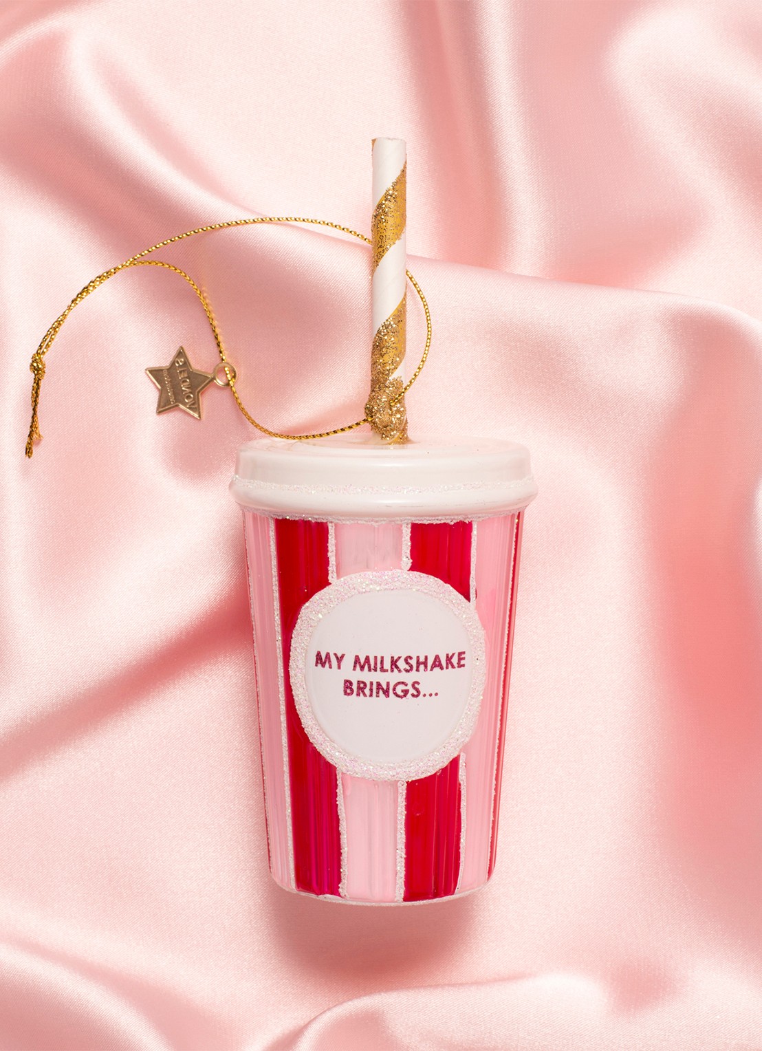 Vondels Milkshake kersthanger 14 cm - voorkant 4 roze
