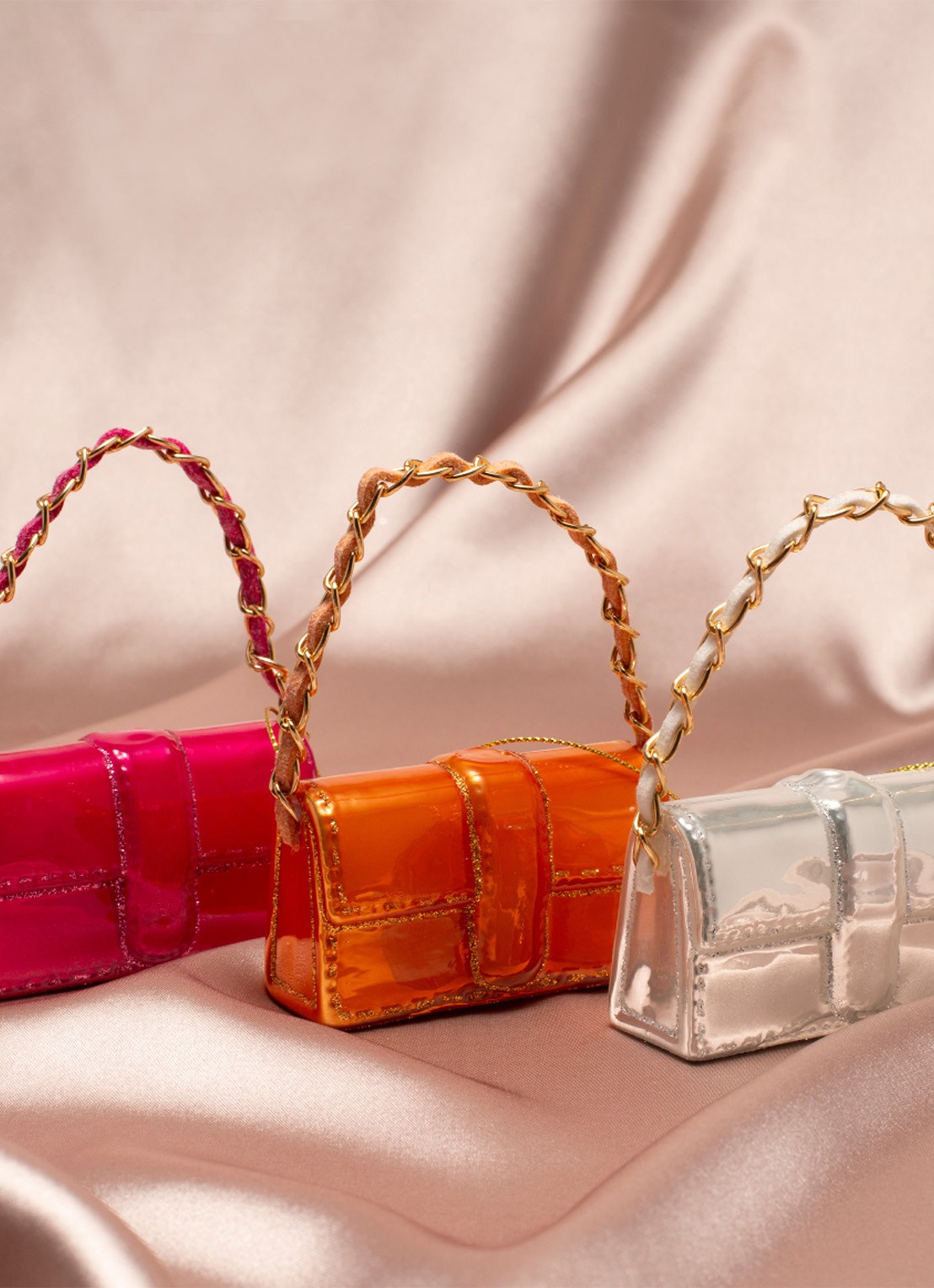 Vondels Modieuze Schoudertas kersthanger 4 cm - voorkant 2 multicolor