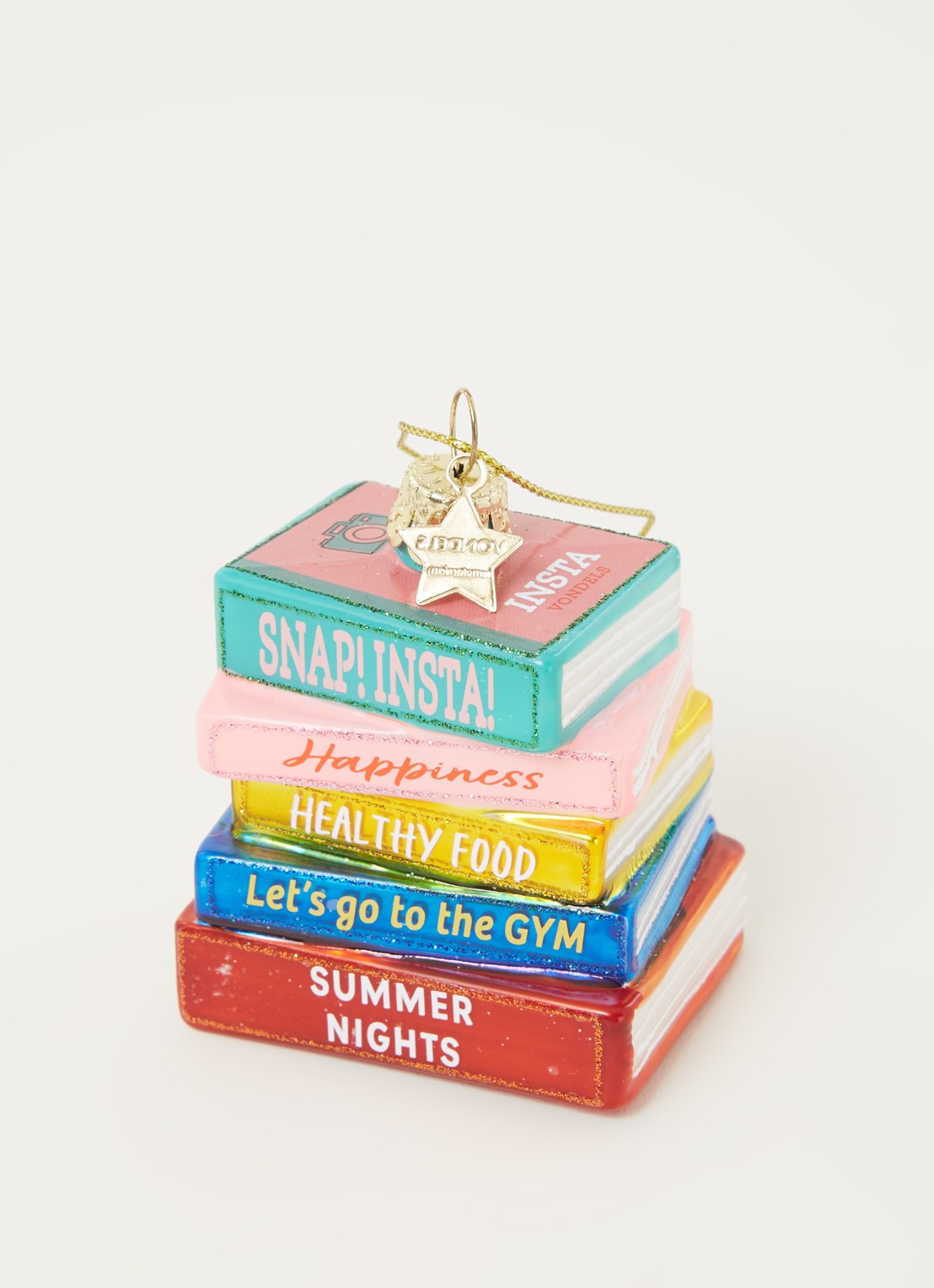 Vondels Multi Color Books kersthanger 7,5 cm - detail 3 multicolor